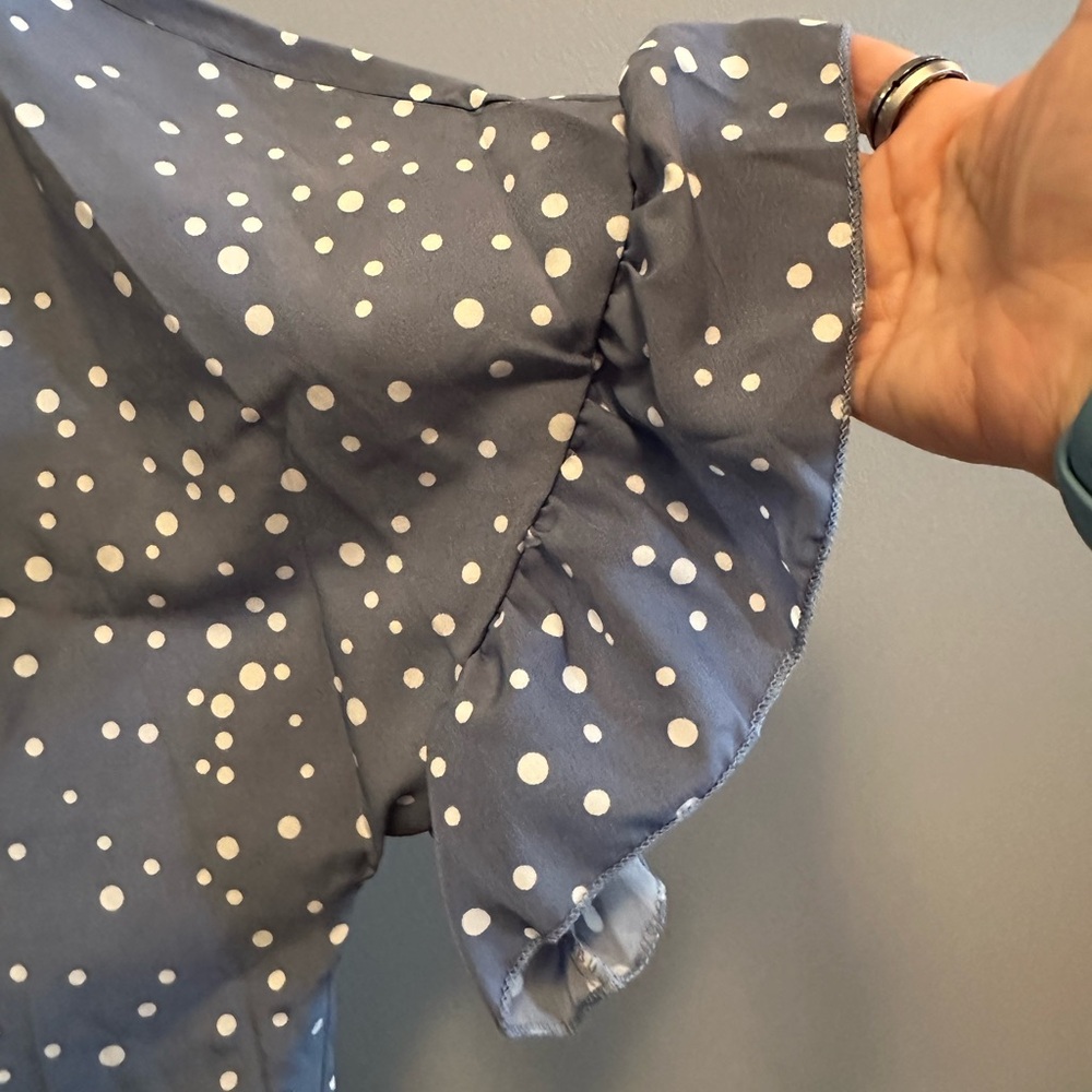 Blue Polka Dot V-Neck XL NIP - Picture 5 of 14